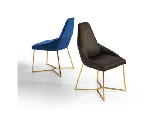 Designer Textil Stuhl Edelstahl Möbel Moderner Einsitzer Luxus Esszimmer