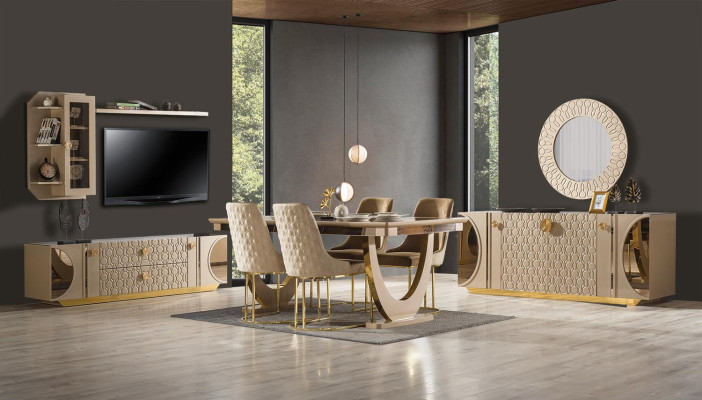 Beige Esszimmerstuhl Wohnzimmer Sofa Wohnzimmer Club TV Cocktailparty Neu