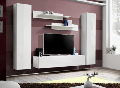 Wohnwand Komplette Wohnzimmer Einrichtung 5tlg. Set Wand Regale TV-Ständer