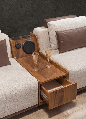 Exklusives Beiges Ecksofa L-Form Wohnzimmer Eckcouch Polstersofas Neu