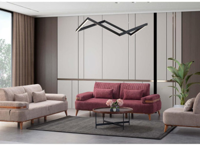 Beige-Rosa Sofagarnitur Exklusiver Dreisitzer Polster 3-Sitzer Einsitzer