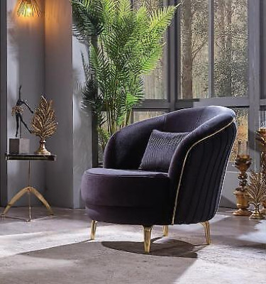 Moderner Sessel Luxus Edelstahlfüße Wohnzimmer Sitzer Holz Polstermöbel