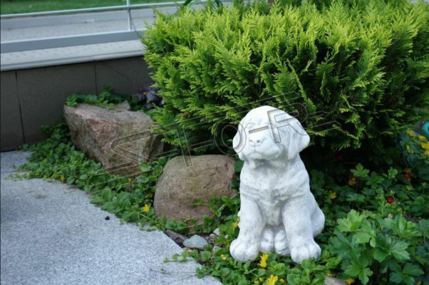 Garten Dekoration Hund Terrasse Stein Weiß Figur Figuren Dekorative Statue