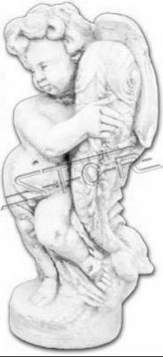 Gartenfigur Engel Fontaine 42cm Teichfigur Menschen Steinguss