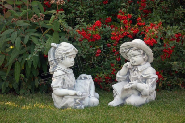 Junge 44cm Figur Statue Figuren Skulptur Statuen Garten