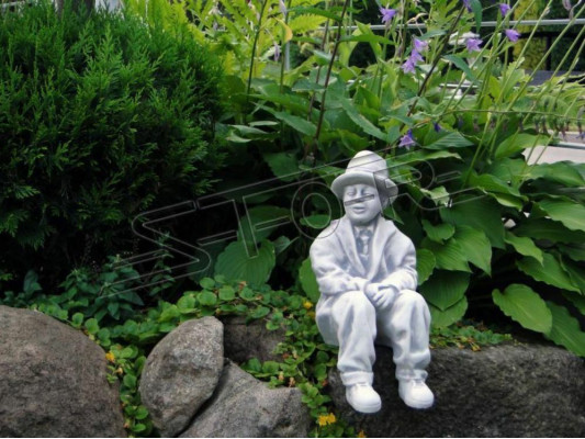 Junge Sitzende Figur Dekorative Statue Figuren Skulptur Statuen Garten