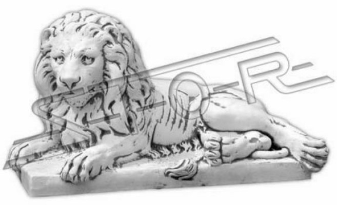 Löwe Liegend Statue Figur Garten Terrassen Dekoration Weiß Natur Skulptur