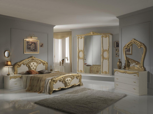 Klassisches Schlafzimmer Set Nachttische Bett Stil Holz Bett Italien Möbel