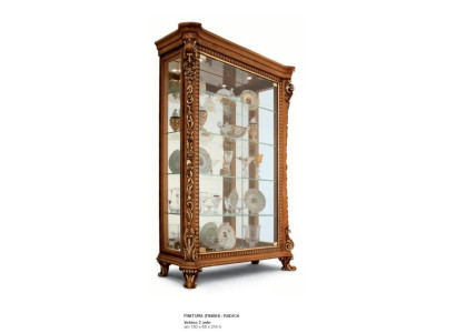 Vitrine Schränke Vitrinen Holz Luxus Glasschrank Schrank Braun Barock