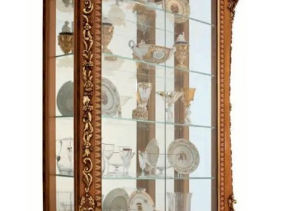 Vitrine Schränke Vitrinen Holz Luxus Glasschrank Schrank Braun Barock