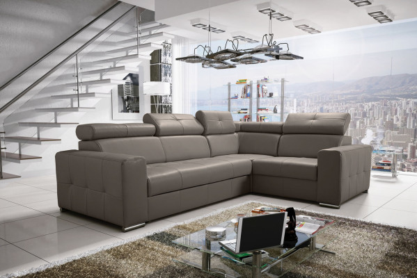 Ecksofa Couch Polsterung Wohnzimmer Leder L-Form Neu Modern Schwarz Design Sofas