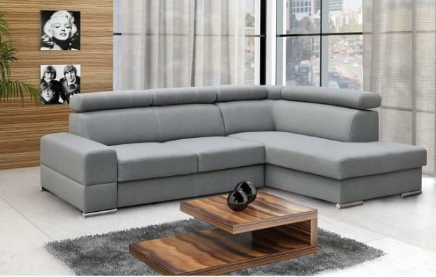 Hochwertiges Wohnzimmersofa Ecksofa L-Form Bett Funktion Textil Modern Couchen