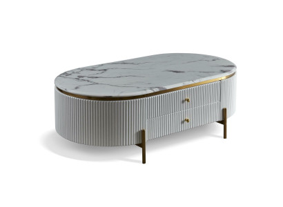 Ovaler Couchtisch, Designer-Wohnzimmertisch, Beistelltisch, Italienisch
