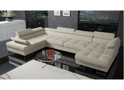 Textil Sofa Ecksofa Sofa Couch Polster Wohnlandschaft Leder Sofas Couchen U Form