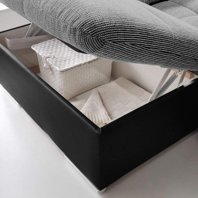 Ecksofa Stoff U-Form Bettfunktion Couch Design Polster Textil Leder Eck