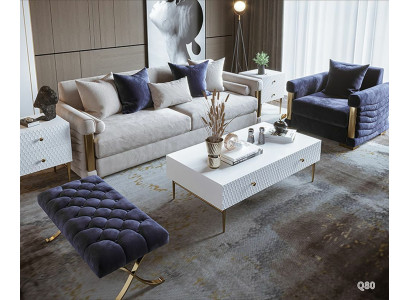 Designer Couch Polster Sitz Garnitur Sofa Garnituren Textil 3+1 Sitzer Hocker