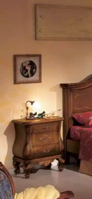 Braunes Schlafzimmer Set Bett 2x Nachttische Kommode Spiegel Klassisch