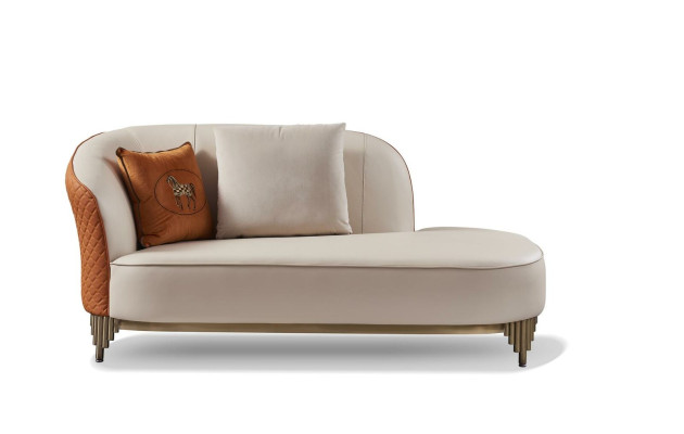 Beige-Orange Wohnzimmer Couchgarnitur Luxuriöses 3+2 Sitzer Set 2tlg.