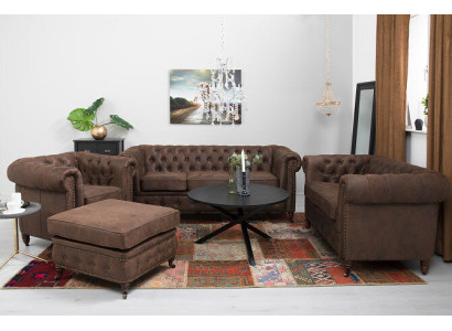 Chesterfield Couch Sitz Polster 321 Hocker Sitzer Garnitur Sofa Sofas Fußhocker