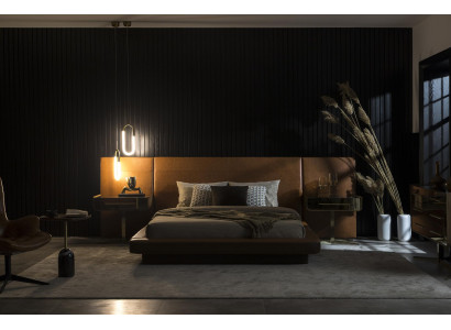 Bett Farbe Braun Kunstleder Moderner Stil Luxus Schlafzimmer Komfortabel