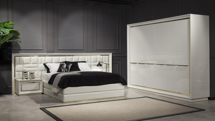 Luxus Möbel Bett 160x200 cm Doppelbett Möbel modernen in Weiß Bettgestelle