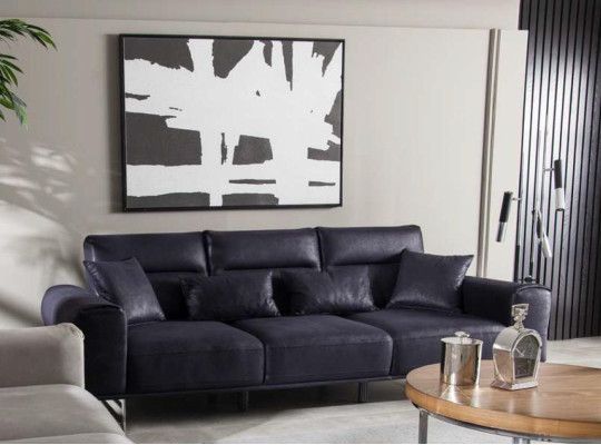 Weiche Design Couch Polster Möbel Luxus Dreisitzer Couchen Schwarz Sofas
