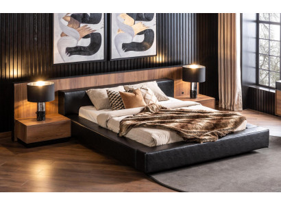 Luxus Bett mit Nachttischen Loft Schlafzimmer Möbel Betten Sets Gepolstert
