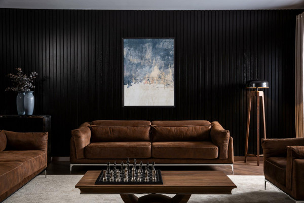 Dreisitzer Couch Sofa Möbel Weiche Couchen Braune Wildleder Optik Sofas