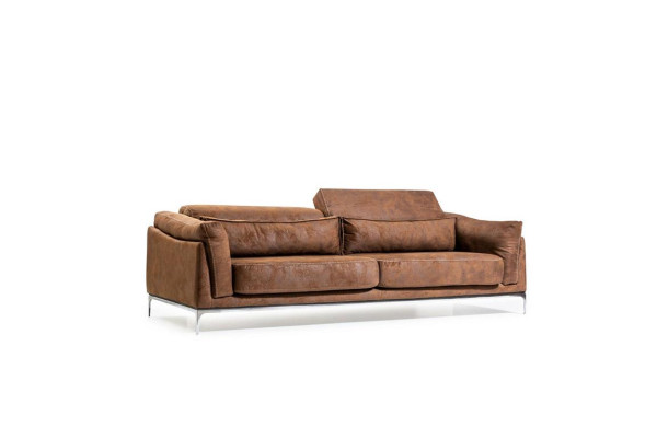 Dreisitzer Couch Sofa Möbel Weiche Couchen Braune Wildleder Optik Sofas