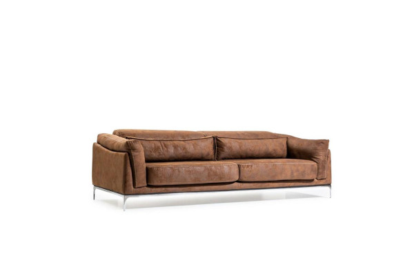 Dreisitzer Couch Sofa Möbel Weiche Couchen Braune Wildleder Optik Sofas