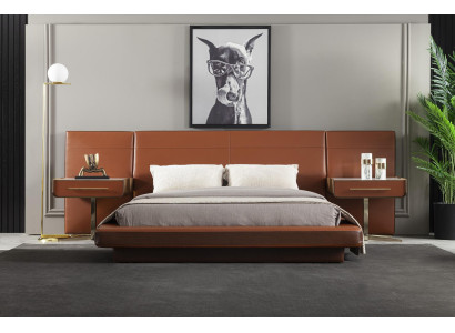 Orangenes Schlafzimmer Bett Doppelbett 2x Nachttisch Betten Möbel 3tlg.