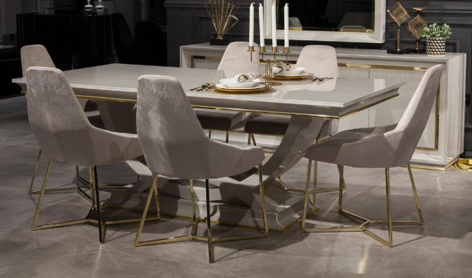 Luxus Esszimmer Set Essgarnituren Esstisch Möbel Set Tisch 6 Lehnstuhl