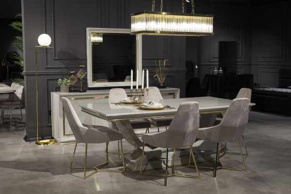 Luxus Esszimmer Set Essgarnituren Esstisch Möbel Set Tisch 6 Lehnstuhl