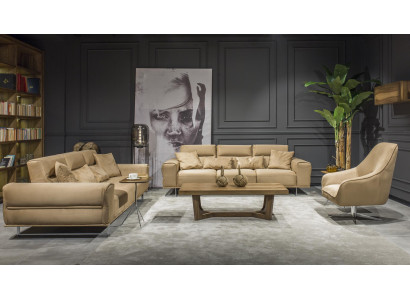Luxus Sofagarnitur Creme Sofa Couch 3+3+1 + Couchtisch 4tlg. Couchen Set