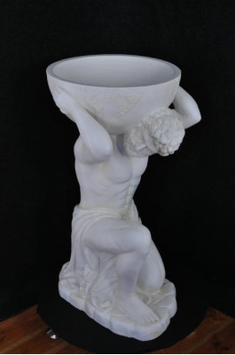 Vase Statur Atlas Eisfach Skulptur Figur Blumen Vasen Skulpturen Figuren Globus