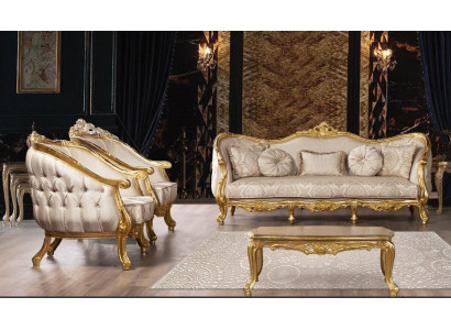 Barock Sofagarnitur 3+1+1 Sitzer Chesterfield Sofa Sofas Sessel Sitz Garnitur