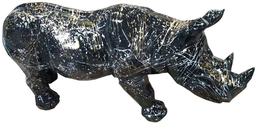 Deko Statue Nashorn Skulptur Abstrakt designer Loft Dekoration Skulpturen Garten