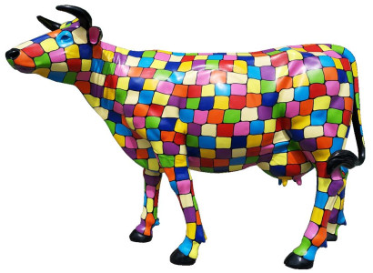 Garten Deko Statue Skulptur Abstrakt designer Loft bunte Skulpturen Design Kuh