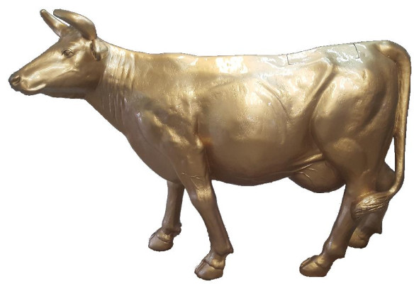 Design Kuh Goldene Figur Statue Skulptur Figuren Skulpturen Dekoration Abstrakt
