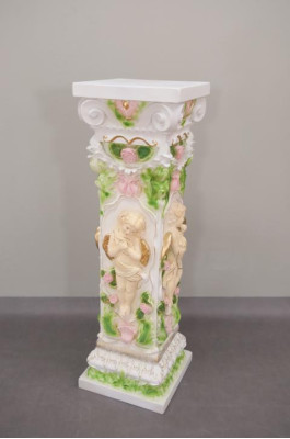 Design Säule mit Amorette 100 cm Figuren Säulen Sockel Blumen Ständer Statue Neu