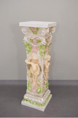 Design Säule mit Amorette 100 cm Figuren Säulen Sockel Blumen Ständer Statue Neu