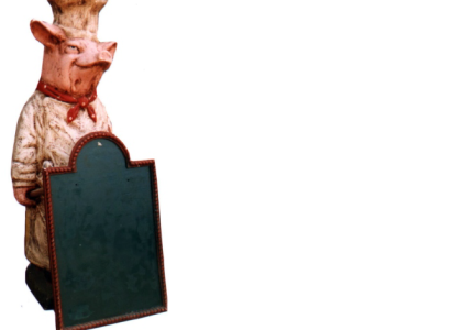 Restaurant Ständer Tafel Steak Figur Statue Skulptur Figuren Skulpturen Gastro