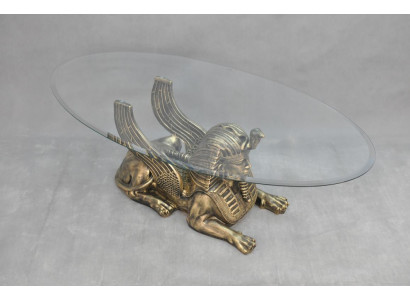 Couchtisch Tisch Glastische Tische Pharao Sphinx Beistell Glas Ägypten 120x60cm