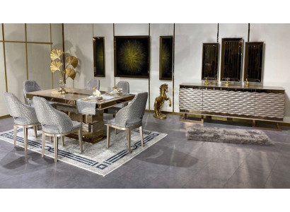 Luxuriöse Esszimmer Set Esstisch 6x Stühle Anrichte Sideboard Spiegel 11 tlg