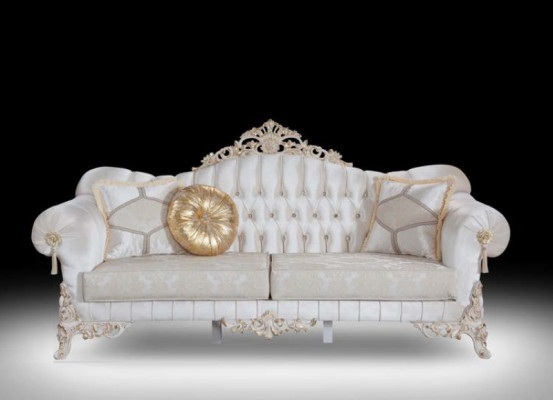 Luxuriöse Sofagarnitur für das Wohnzimmer im klassischen Stil in der Farbe Weiß