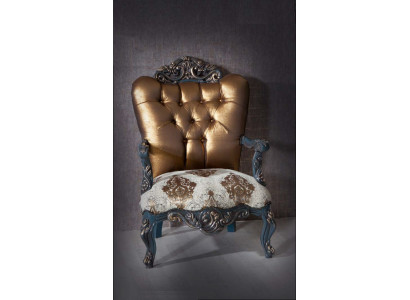 Chesterfield Design Sessel mit goldener Rückenlehne für Wohnzimmer