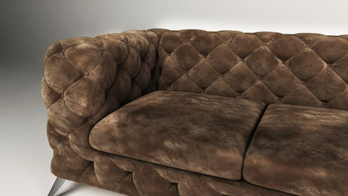 Samt Ecksofa Chesterfield Sofa Polstergarnitur Couch Wohnlandschaft
