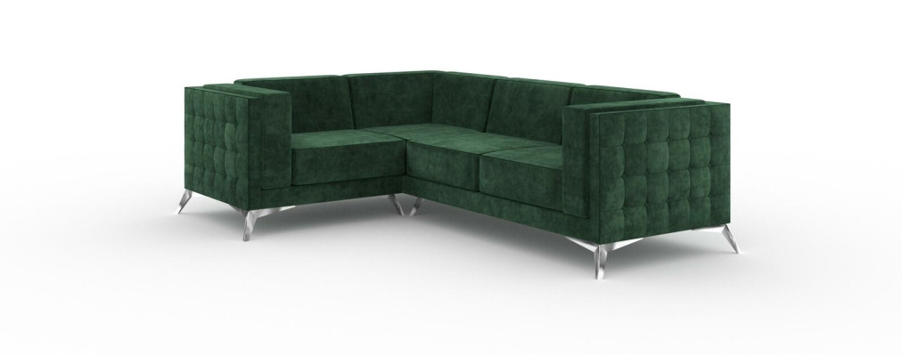 Ecksofa L Form Sofa Couch Design Couchen Polster Textil Modern Eck Garnitur Grün