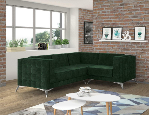 Ecksofa L Form Sofa Couch Design Couchen Polster Textil Modern Eck Garnitur Grün