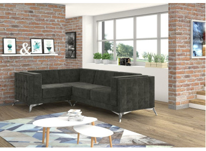 Chesterfield Ecksofa L-Form Stoff Couch Design Polster Sitz Textil Sofa Eck Neu